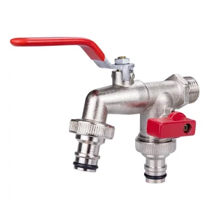 RTS Home Outdside 1/2" Zinc Alloy Double Valve Bibcock Water Tap Faucet for Garden Watering