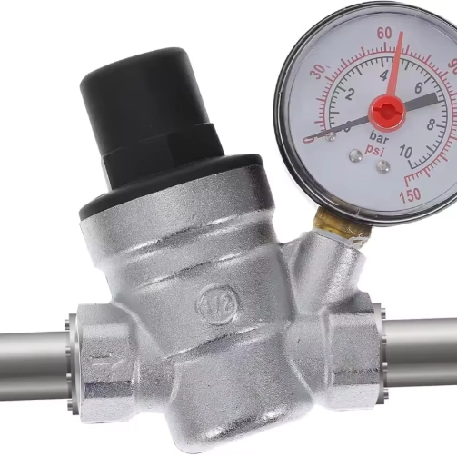 Nickel-plated Adjustable Brass PRV Pressure Reducing Regulating Regulator Valve with Gauge