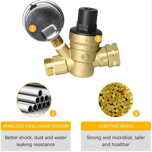 Adjustable RV Water Pressure Regulator Valve FM Thread Lead Free Manual Power for Motorhome Camper