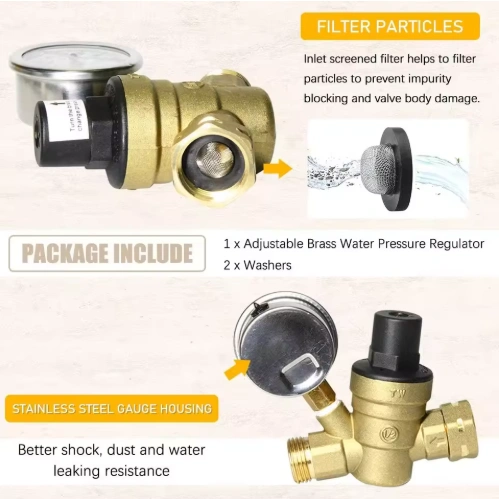 Adjustable RV Water Pressure Regulator Valve FM Thread Lead Free Manual Power for Motorhome Camper