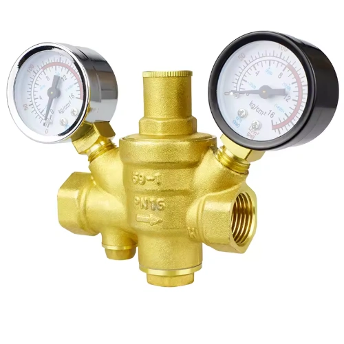 BSP Female Thread Adjustable Pressure Regulator Water Pressure Reducing Valve With Double Gauge