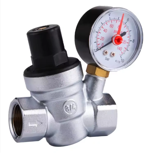 Nickel-plated Adjustable Brass PRV Pressure Reducing Regulating Regulator Valve with Gauge