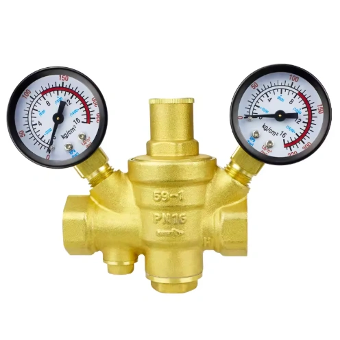 BSP Female Thread Adjustable Pressure Regulator Water Pressure Reducing Valve With Double Gauge