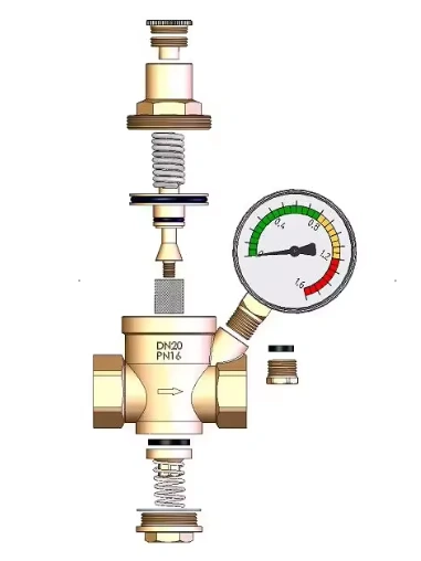 BSP Thread Pressure Reducer Regulator Water Pressure Reducing Valve With Gauge