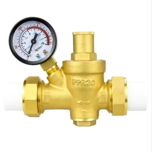 DE20-DE63 Female Thread Manual Brass Water Pressure Reducing Regulator Valve with Pressure Gauge and Screen Filter